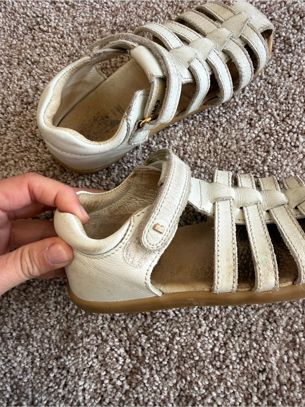 Bobux Toddler White Leather Sandals Size 25/8